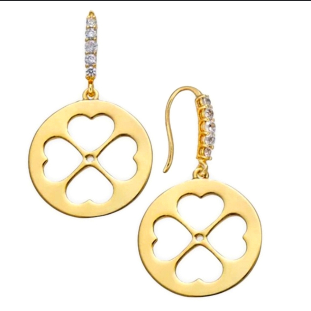 NWT Kate Spade Floral Symbols Earrings - gold/white cz